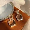 Vintage Transparent Square Glass Crystal Pendant Earring for Women Korean Fashion Zircon Wedding Party Elegance Accessories