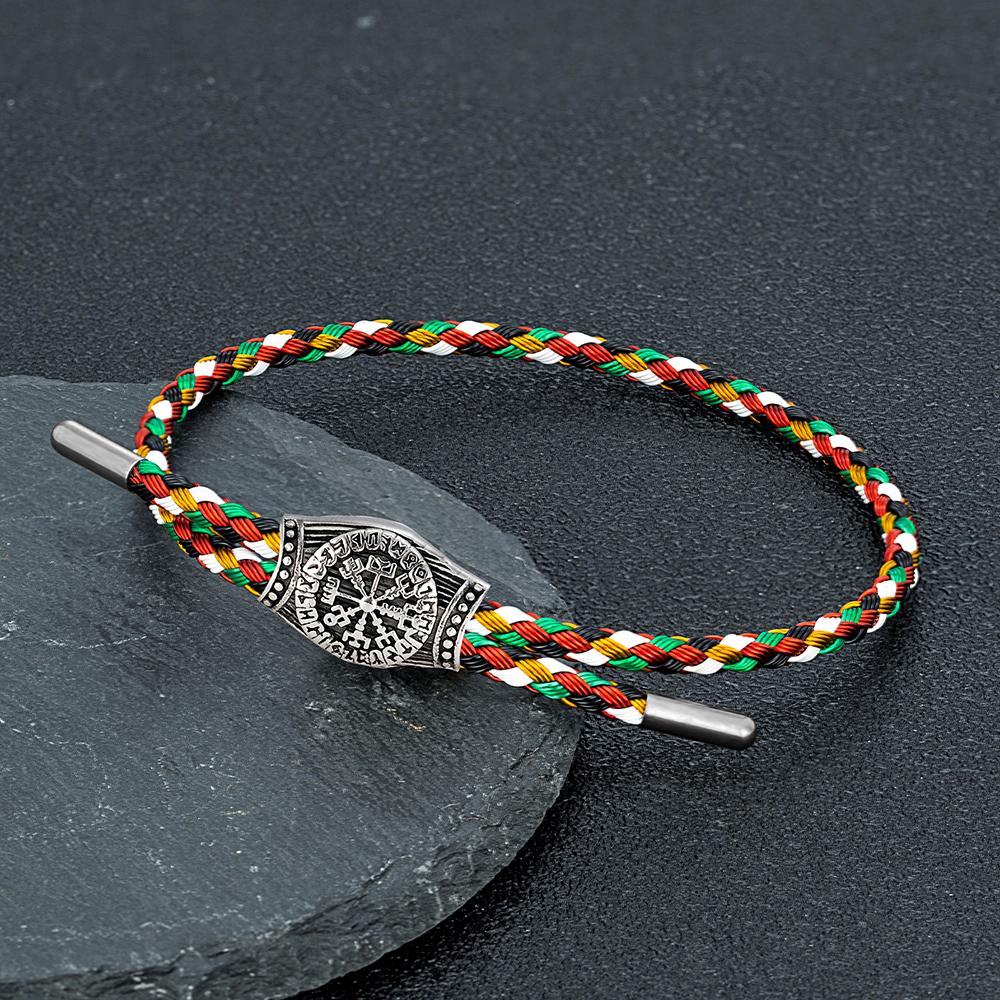 Viking Rune Bracelet for Men Stainless Steel Mjolnir Thor Hammer Norse Mythology Amulet Waterproof Steel Wire Male Wristband