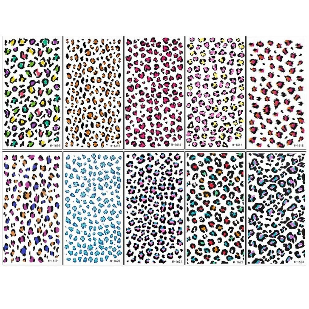 10 ks Dočasných tetování na jedno použití Falešné nálepky na body art Cool tetovací nálepky s leopardím vzorem Cosplay