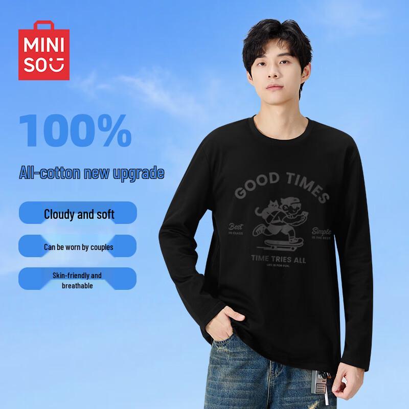 MINISO Men s Oversized Cotton Long Sleeve T-Shirt 3XL