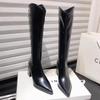 Quality Sexy High Heels Womens High Boots Elegant Pointed Toe Chunky Shoes Winter Fashion Boots New Chelsea Pumps Mujer De Botas