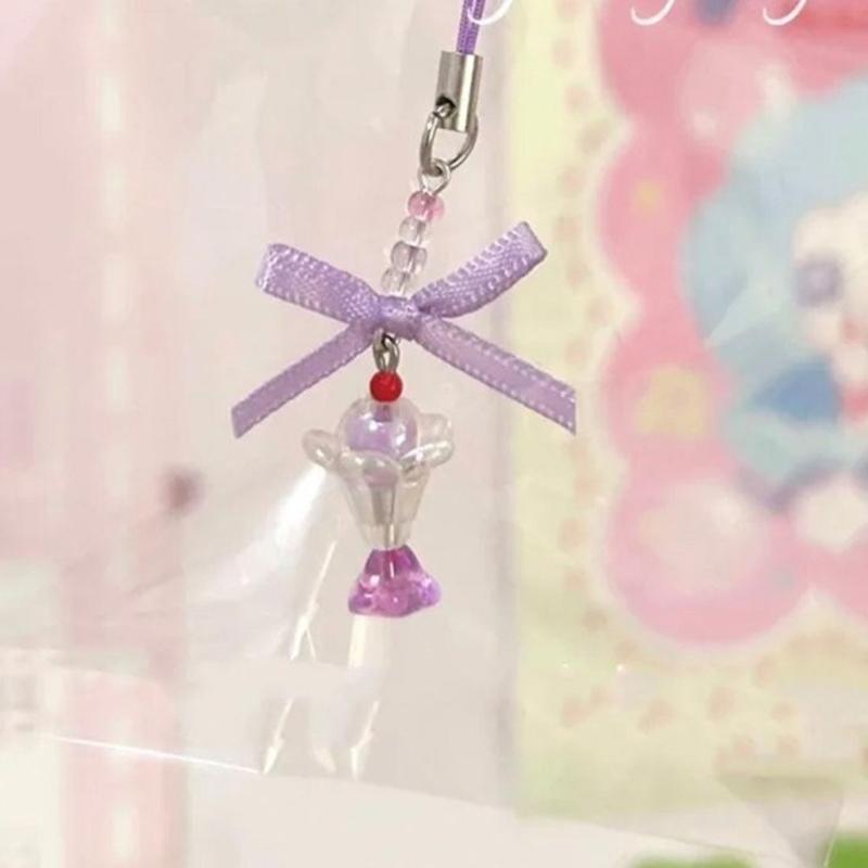 Butterfly Heart Bead Pendant Phone Charm Hangings Rope Cute Phone Chain Strap Bag Decoration Lanyard Keychain Accessory