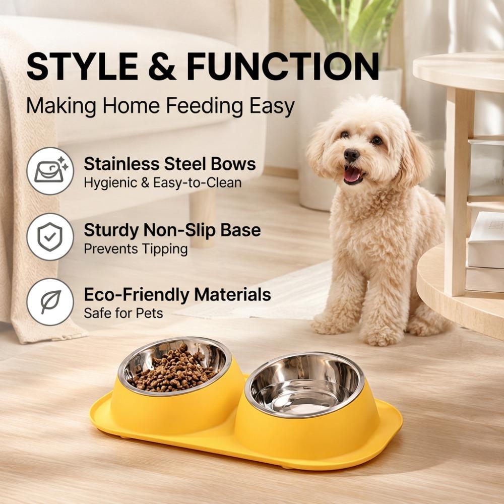 Set di 2 Ciotole per Animali Domestici Inclinabili a 15° in Acciaio Inossidabile Antivibrazione Alimentatore Acqua Cibo per Gatti e Cani Piccoli Blu Verde Arancione Giallo