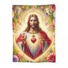 Jesus Christ Angelic Heart Religious Blankets Soft Warm Flannel Throw Blanket Bedding for Bed Living Room Picnic Travel Sofa