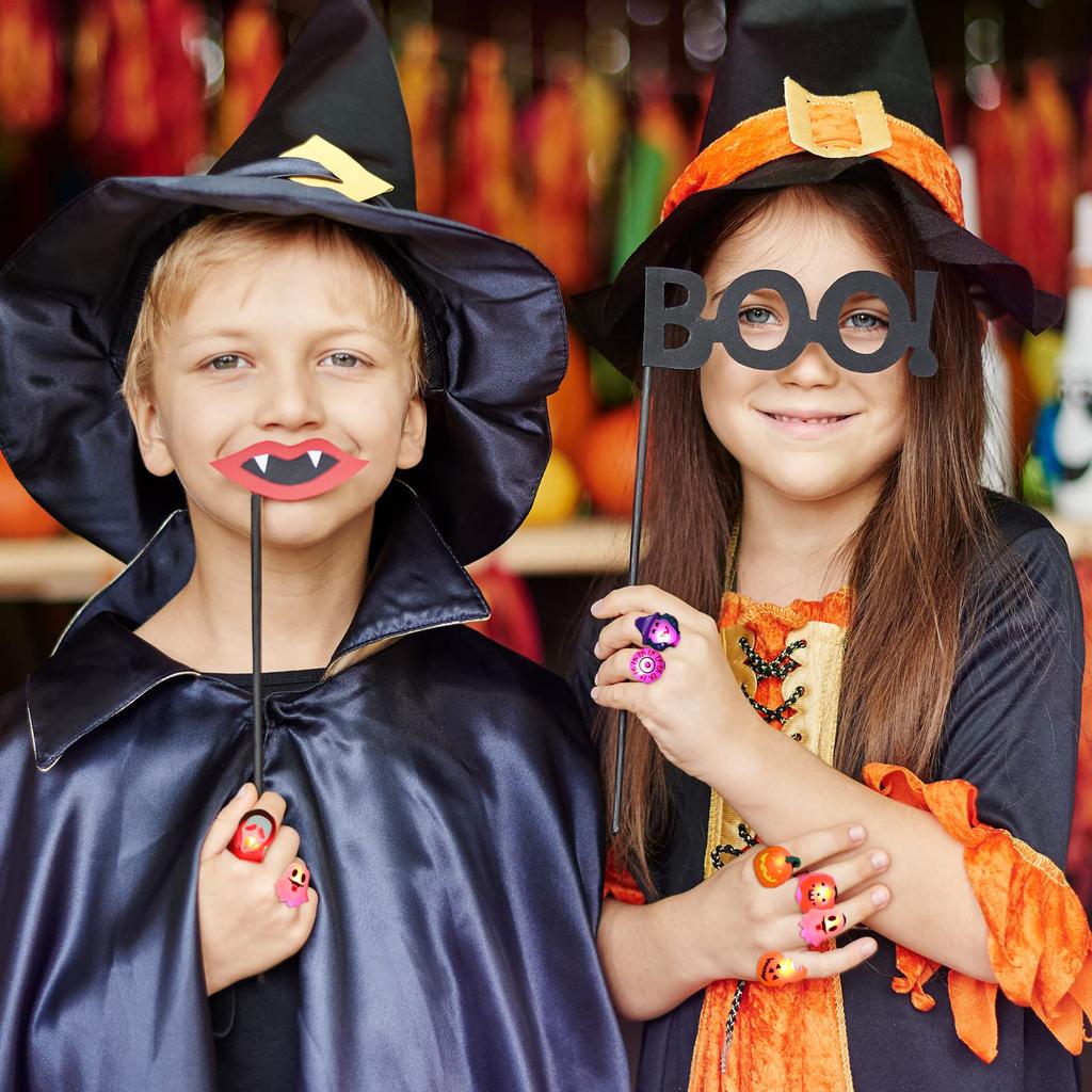 LIHAO Halloween Rings 12 Randomly Perfect for and Sparkling and Shining Perfect As a Gift for Both Adults and Light-Up (50 Pieces) - Designs,