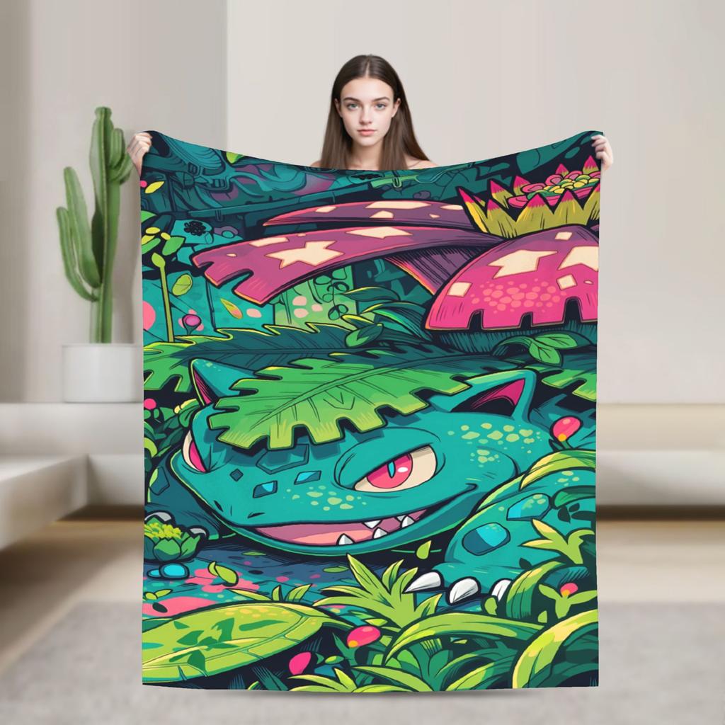 Bulbasaur Bloom Manga Blanket Quality Warm  Bedding Throws Winter Students Couch Chair Sofa Bed Fashion Bedspread