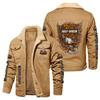 Mens Winter Fleece Lined Cotton Jacket Slim Fit Stand Collar Sport Coat With Graphic Prints European Size