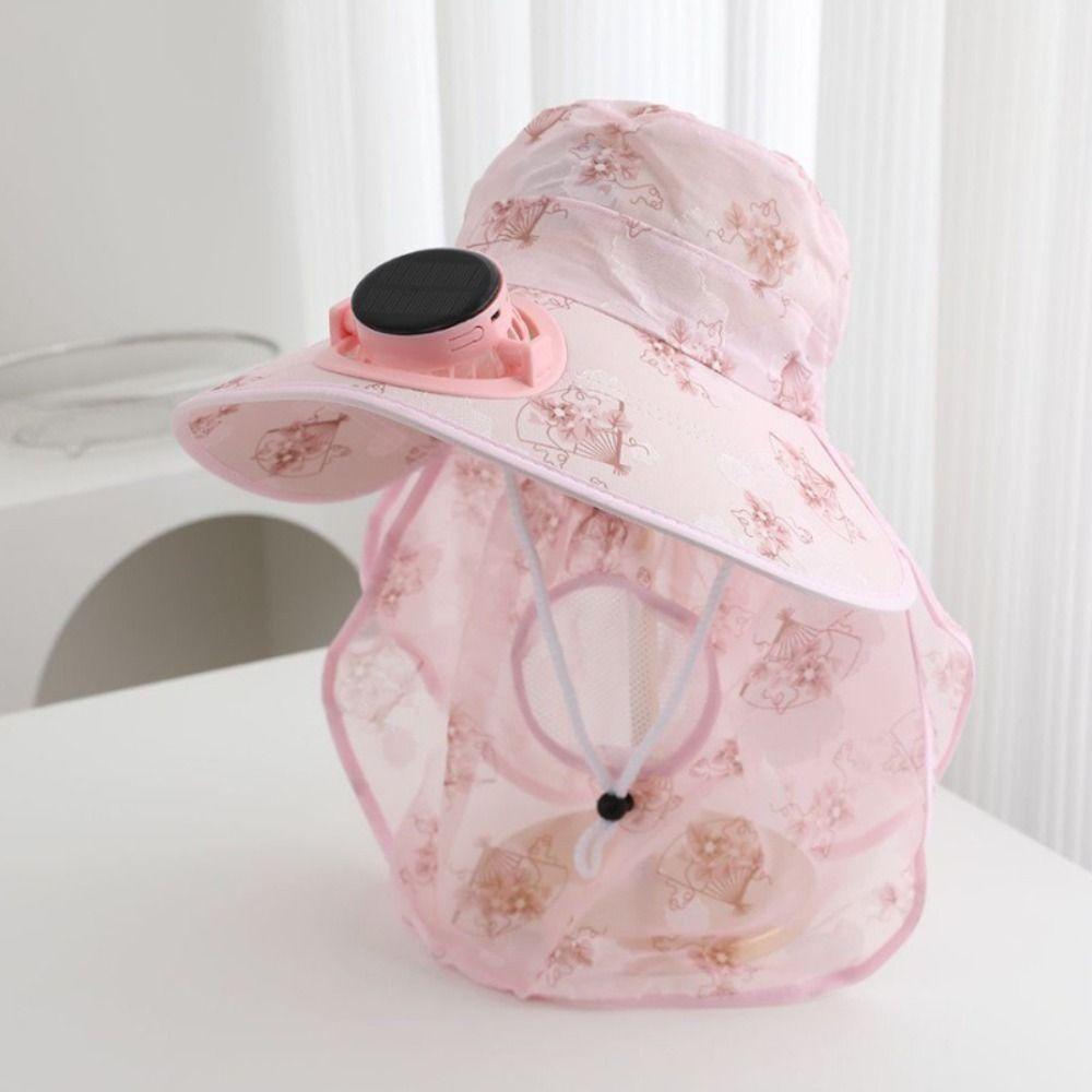 USB Charging Solar Fan Cap Breathable Fisherman Hat Sunscreen Cap Sun Cap Cycling