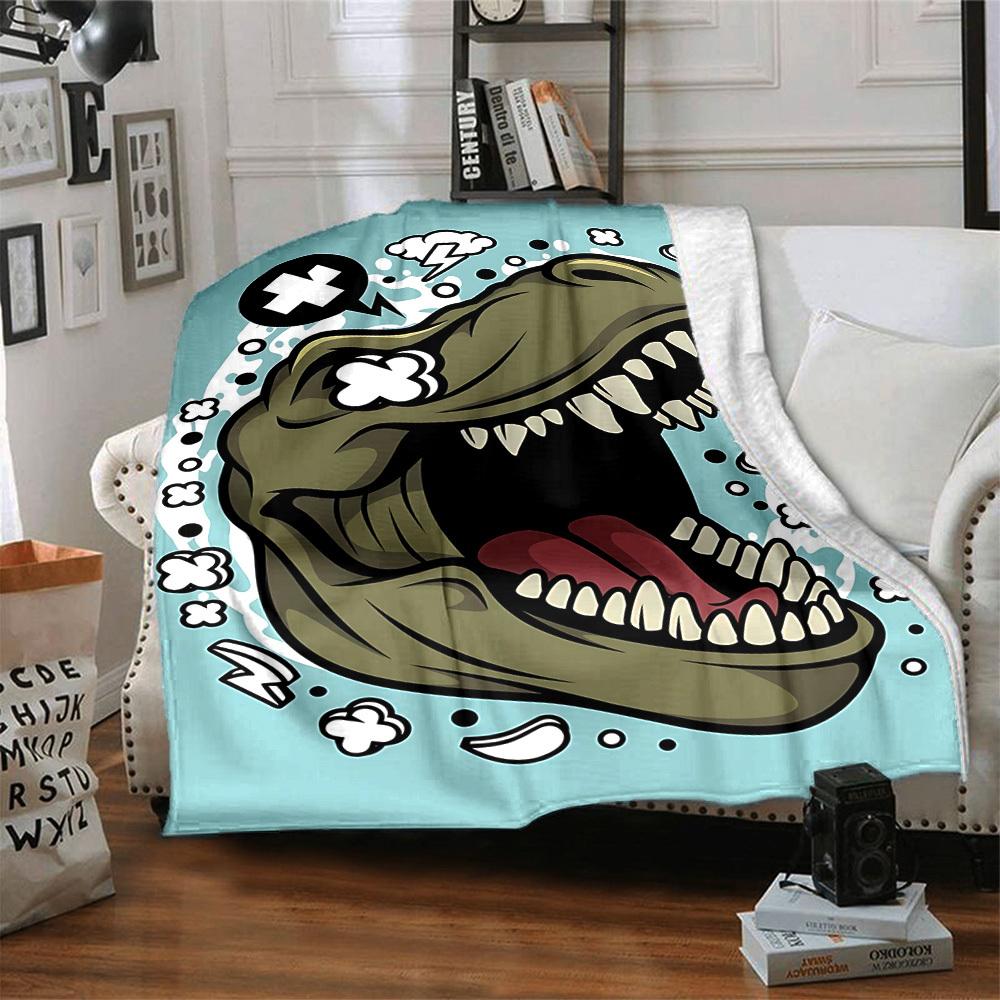 1pc Dino Roar Lightweight Flannel Blanket, Comfortable and Warm Blanket, for Office and Camping Sofa Bed, Livingroom084