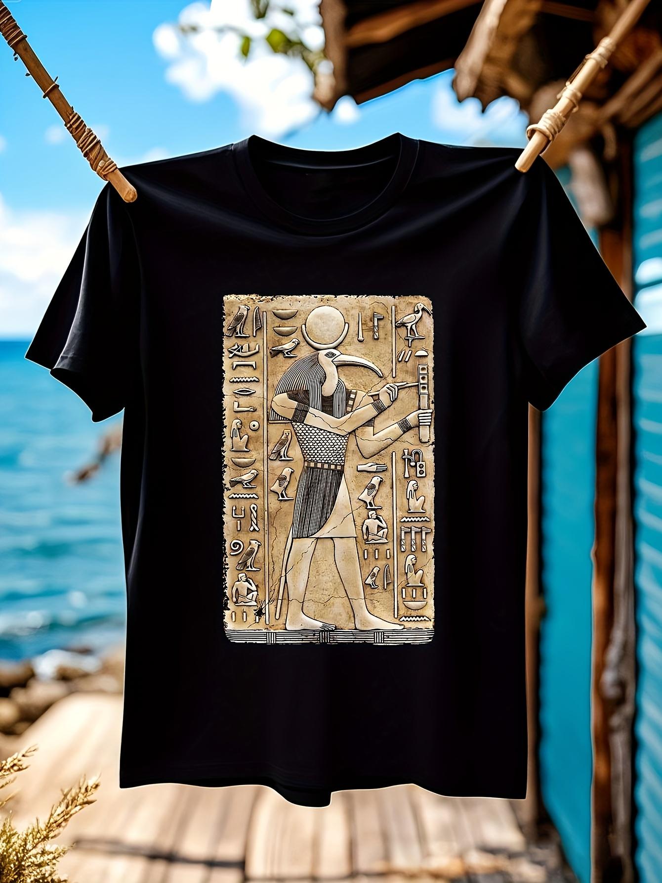 Ancient Egyptian Thoth God Tshirt - Black Cotton Knit Tee... S