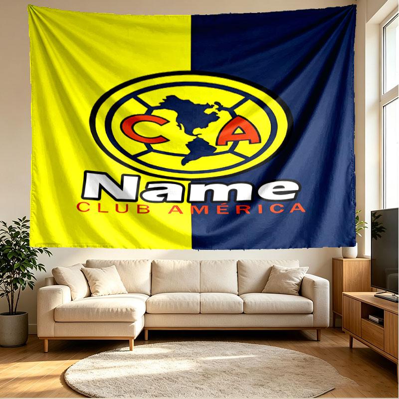 Custom Name Personalized Club America Print Tapestry, Wall Art Decor, Bedroom, Dorm, Apartment, LivingRoom, Party Backdrop, Gift for Birthday
