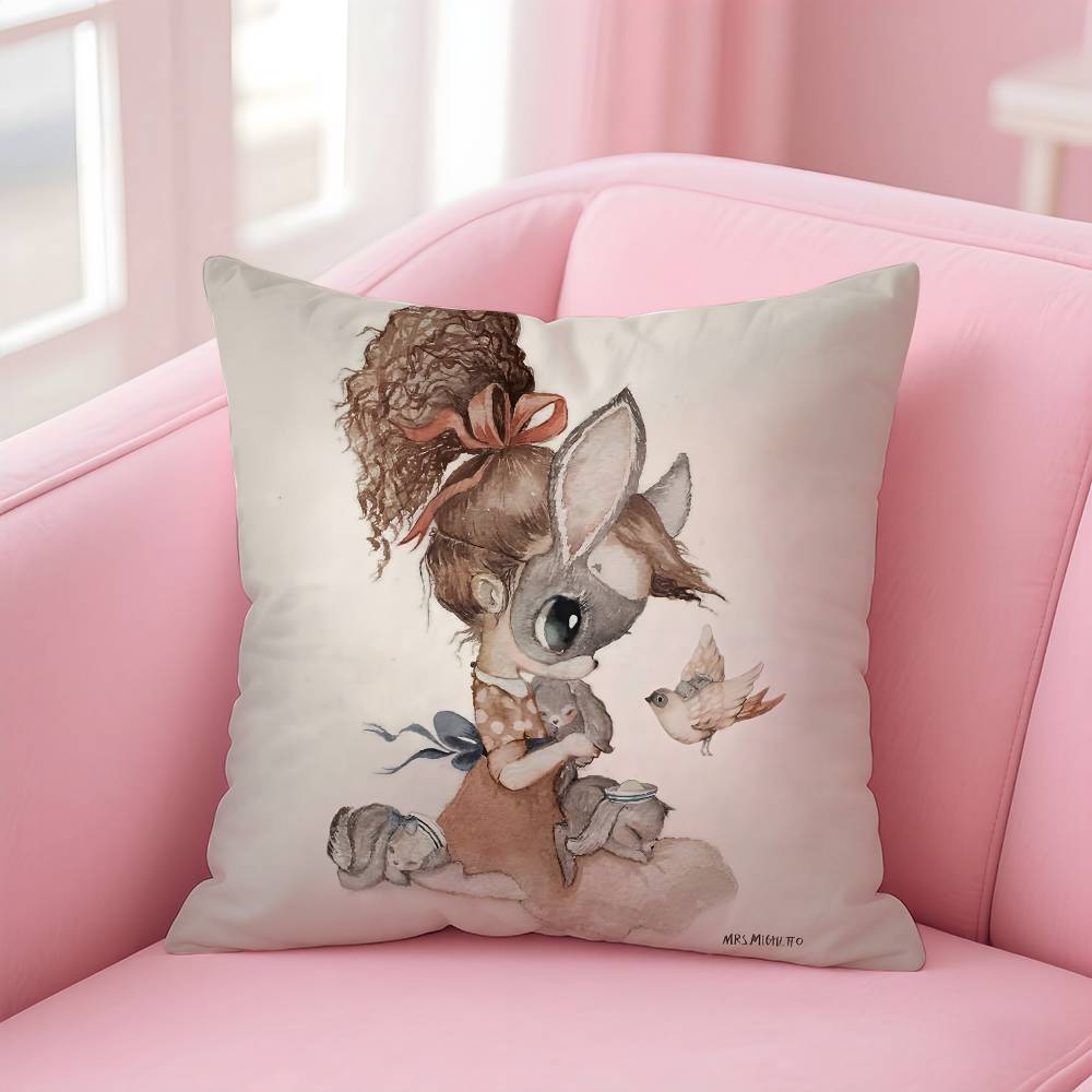 M--Mrs Mighetto Print Pillow Case Comfort Sofa Bed Silky elegant Invisible zipper Custom Decorative cushion cover