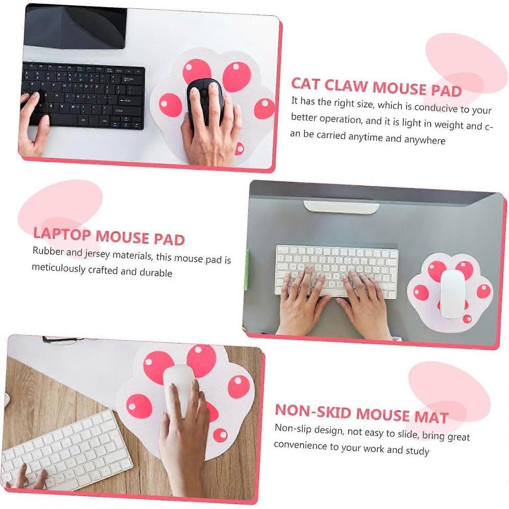 Non-slip rubber mouse pad in the shape of a cat's paw, for office and home use. Kawaii design and practical for all types of mice.