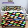 M&M's Bettwäsche mit individuellem Namensmuster, Steppbett-Set, Bettbezug, Kissenbezug, Heim-Geburtstagsgeschenk(1 Bettbezug + 2 Kissenbezüge, ohne Füllung)