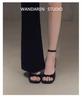 2025 Retro French Square Toe Stiletto Sandals for Women - Elegant Fairy Style