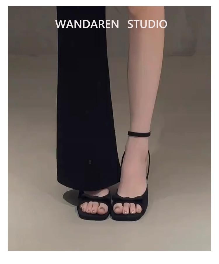 2025 Retro French Square Toe Stiletto Sandals for Women - Elegant Fairy Style
