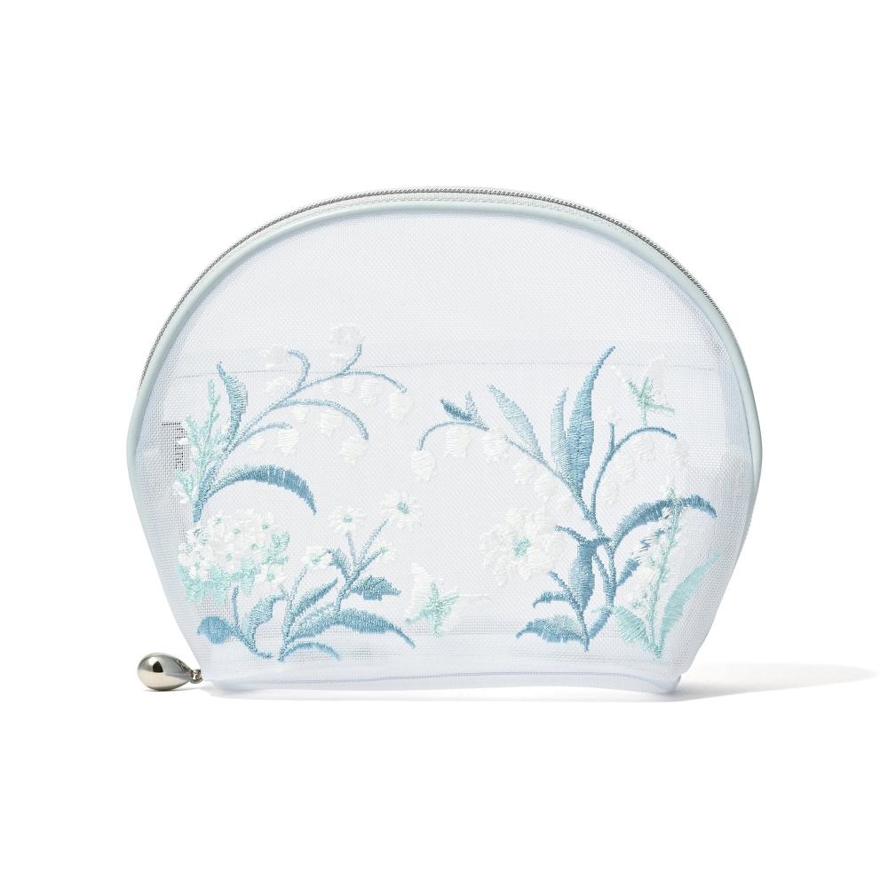 Franc Franc Japan MeSh Embroidered Pouch S Light Blue