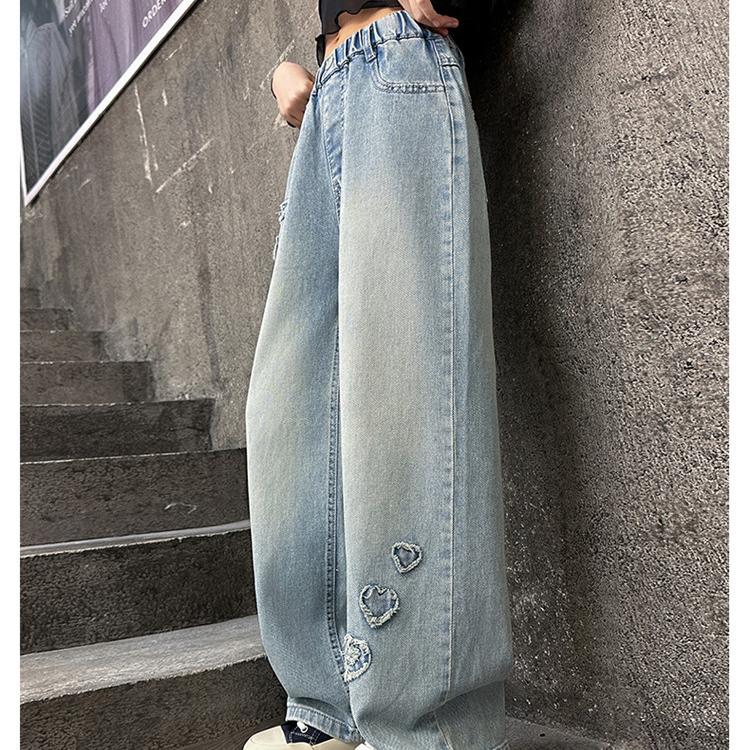 Girls' Jeans Spring and Autumn Children's Pants Straight Leg Wide Leg Pants Loose Long Pants