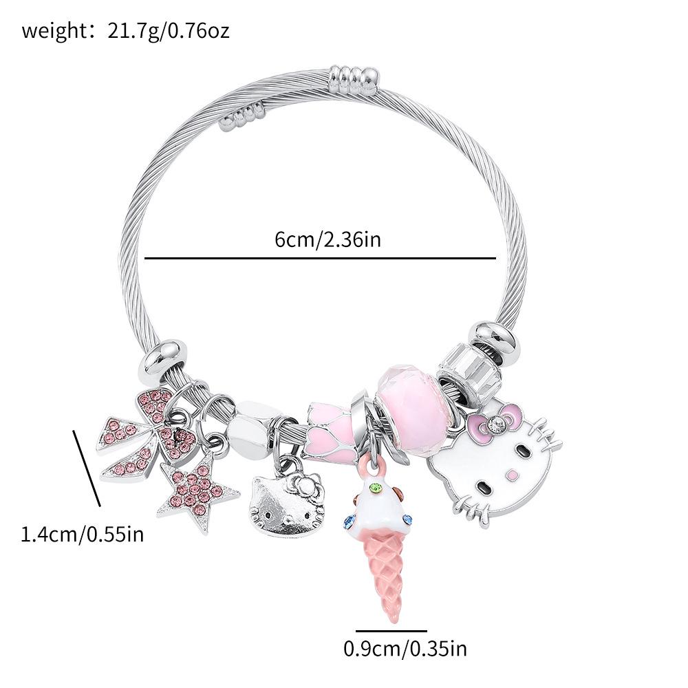 Hello Kitty Rosa Pandora Armband - Niedliches Cartoon-Katzen-Charme-Bügelarmband Schmuck