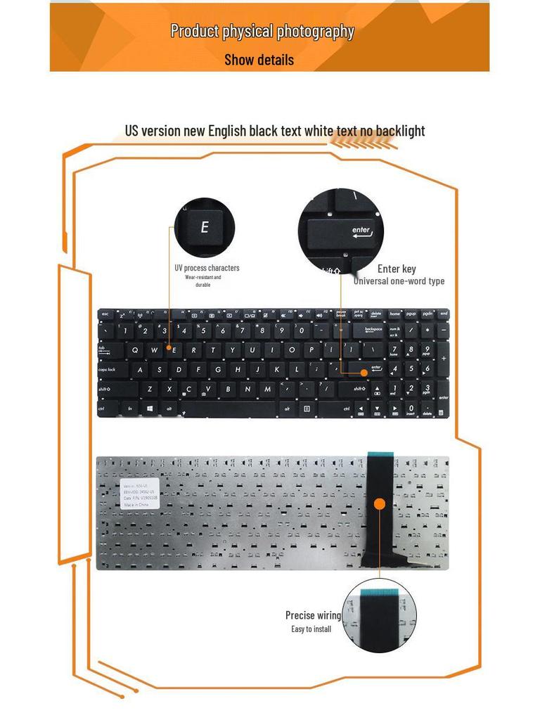 Compatible ASUS Keyboard: N56V/VV, U500VZ, N76, R500V/R505, and S550C for US/RU Models