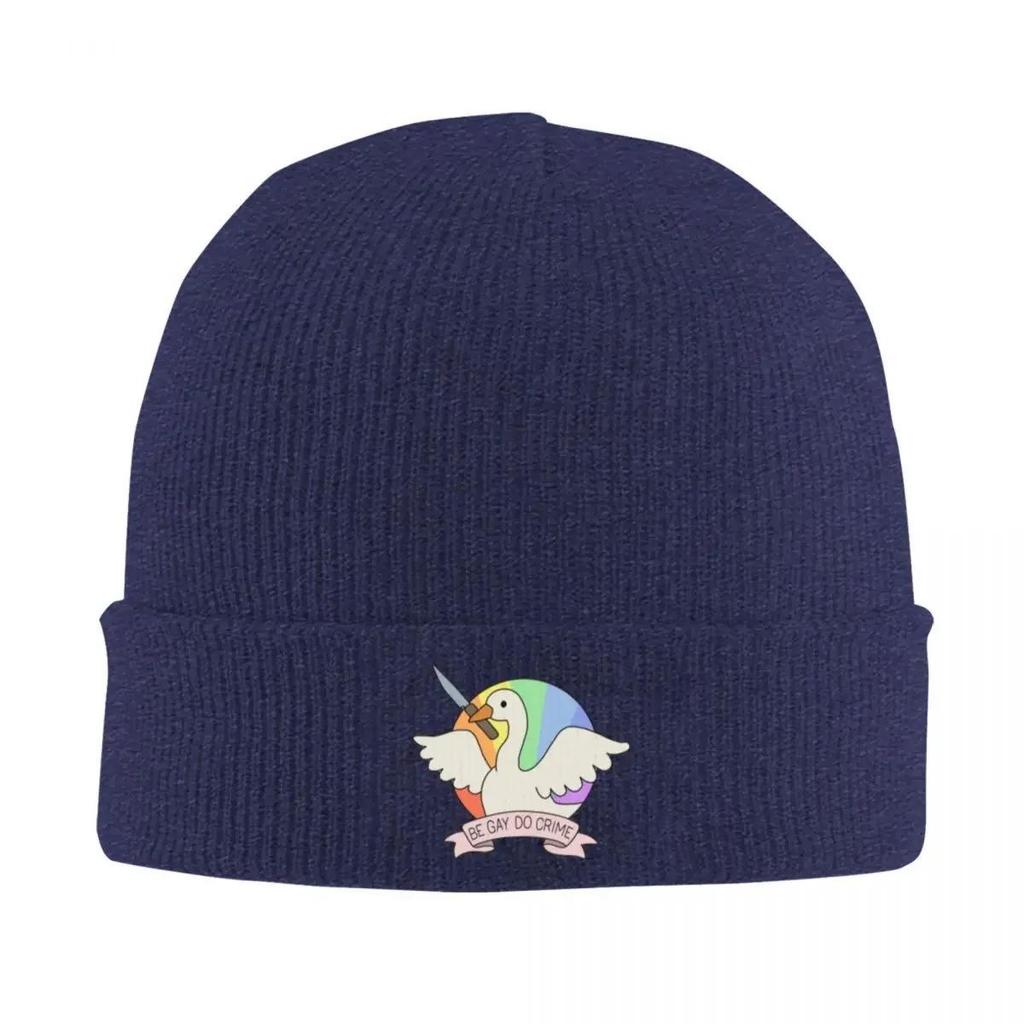 Be Gay Do Crime - Goose Warm Knitted Cap Hip Hop Bonnet Hat Autumn Winter Outdoor Beanies Hats for Men Women Adult
