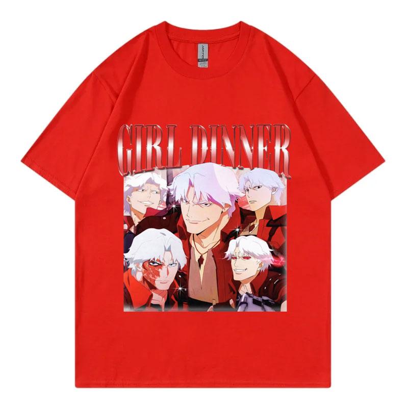Devil May Cry 2025 Girl Dinner T-Shirt Herren Damen Kleidung Anime Spiel Grafik T-Shirts Gothic Mode Y2k Kurzarm T-Shirts