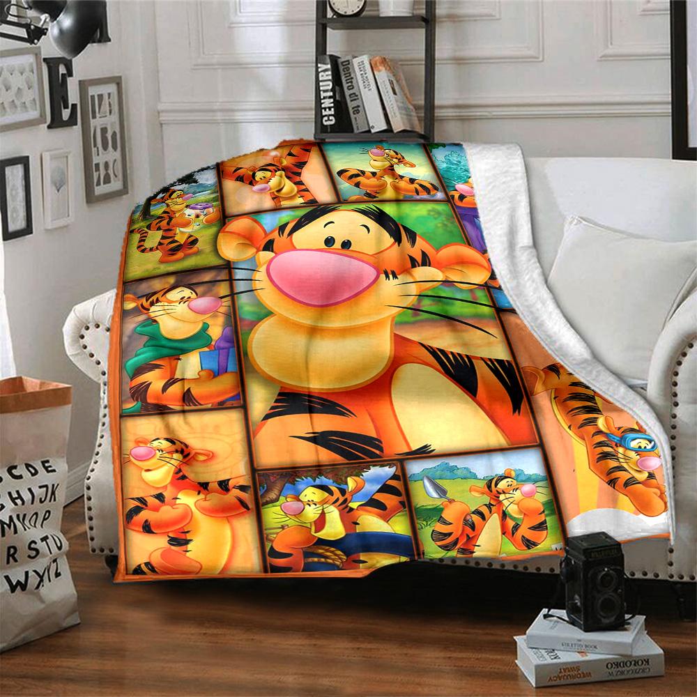 Tigger'S Joyful Adventures Flannel Blanket Super Soft Warm Cozy Blanket For Sofa Bed Office Travel Allseason Home Decor Gift