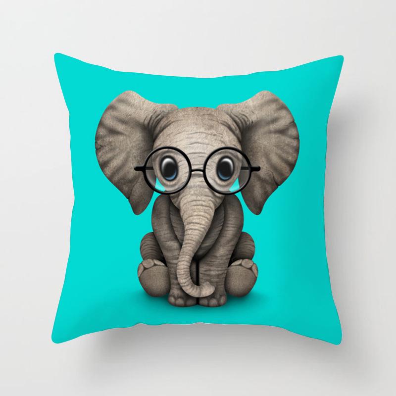 Pillow Print Cartoon Flamingo Grass Mud Horse Cushion Peach Leather Velvet Polyester Pillow Cover