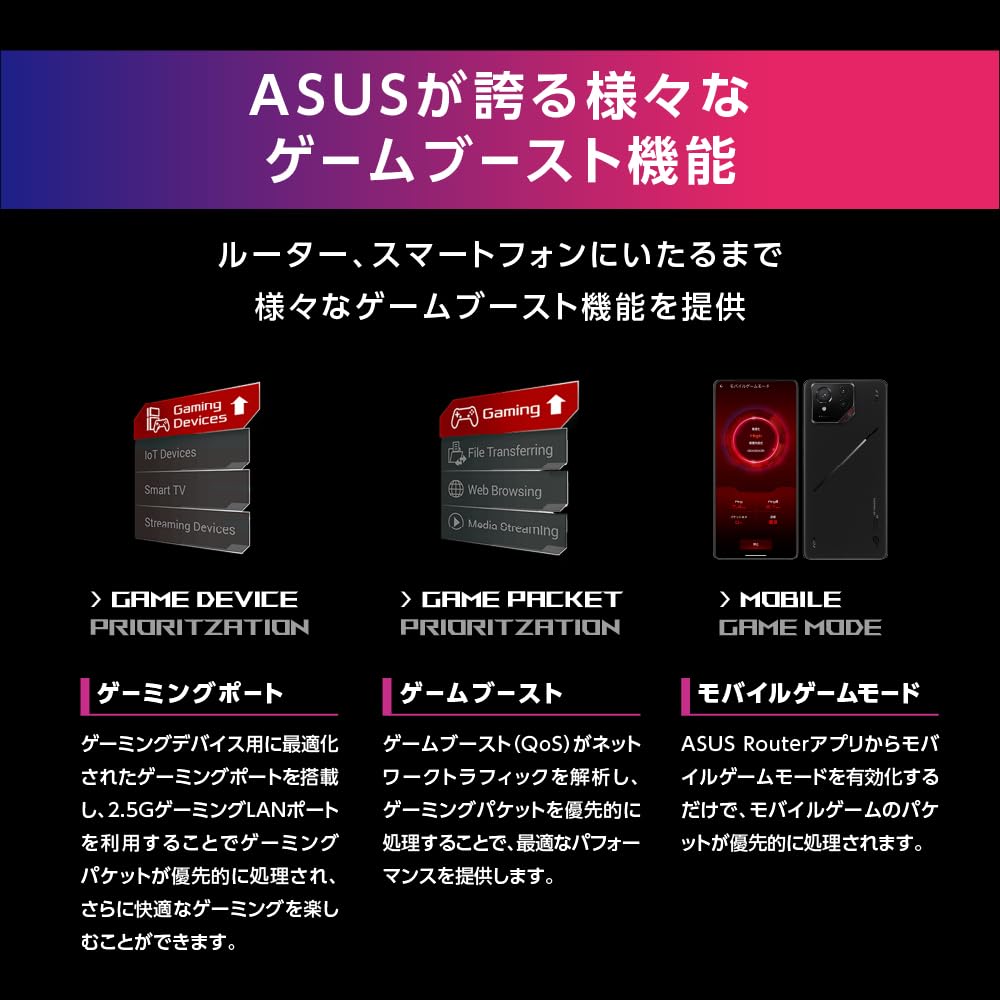 [Exklusiv bei Amazon.co.jp] ASUS WiFi ROG STRIX GS-BE7200X WLAN-Router, der neueste Standard für Wi-Fi 7 (5764+1376 Mbit/s v6 Plus), unterstützt OCN Virtual