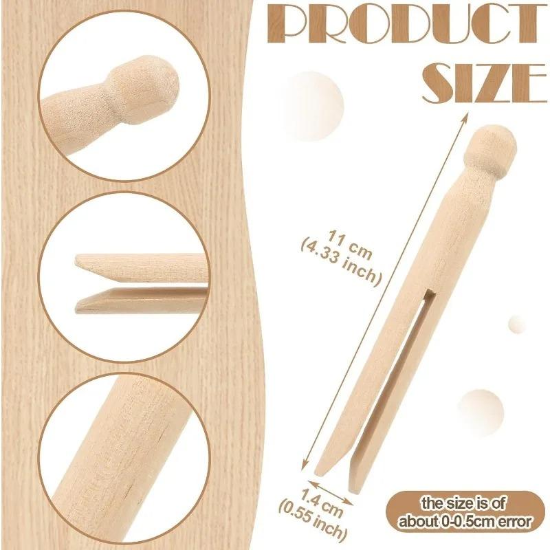 10PCS Round Wooden Clothespins Dolly Clothes Pegs Old Fashioned Wood Clothes Pin for Craft Laundry Peg Outdoor Clothesline