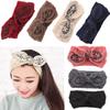 Fashion Flower Winter Warm Crochet Knit Hairband Rabbit Ears Headwrap Bow Knot Headband Turban