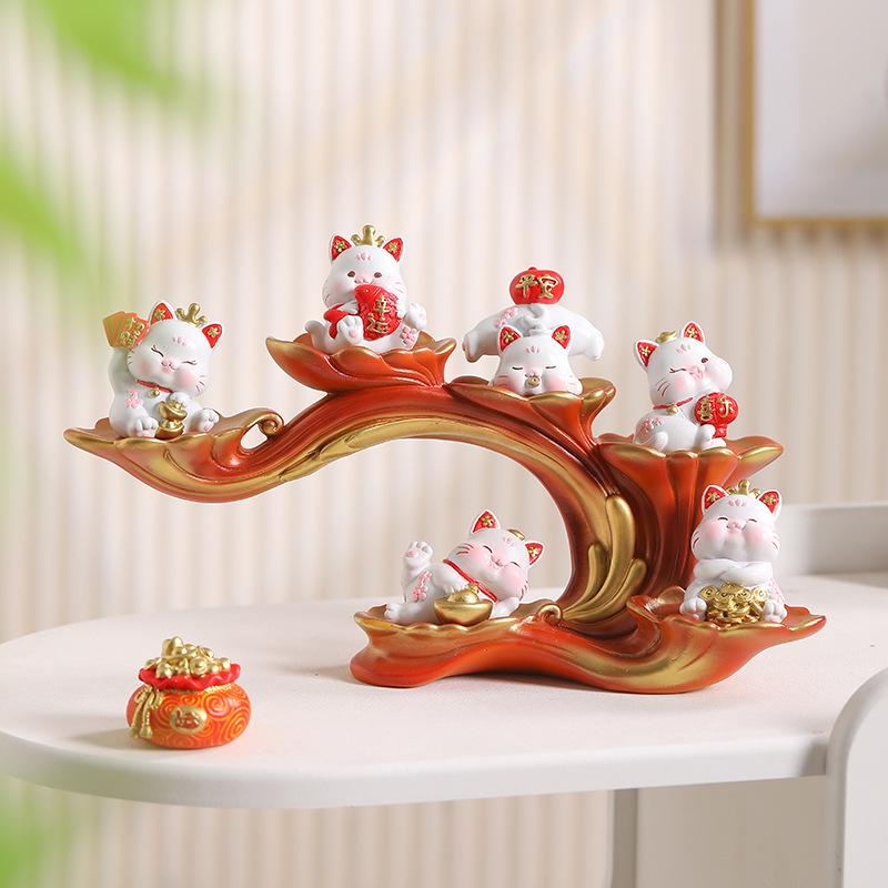Xile Wufu God of Wealth Figurines for Home and Office Decoration