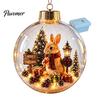 Weihnachtsbaumschmuck Story Ornament, 8 cm Kugel-Hängedekoration mit Mini-Feiertagsszene, Bruchfeste Kugeln im Inneren, Klarer Kunststoff-Weihnachtsanhänger