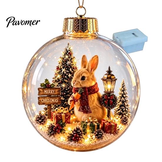 Weihnachtsbaumschmuck Story Ornament, 8 cm Kugel-Hängedekoration mit Mini-Feiertagsszene, Bruchfeste Kugeln im Inneren, Klarer Kunststoff-Weihnachtsanhänger