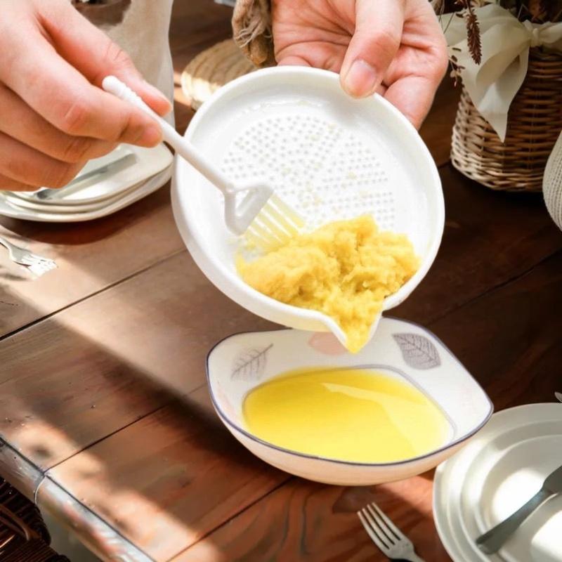 White Simple Style Ceramic Ginger Grater Tool Hand Grinder Garlic Masher Portable Carrot Ginger Grinding Kitchen Tool With Brush
