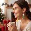 Christmas Dangle Earrings 1 Pair Wooden Drop for Women, Cute Santa Red Green Holiday Decor Gingerbread Candy Cane Earrings, Vintage Jewelry