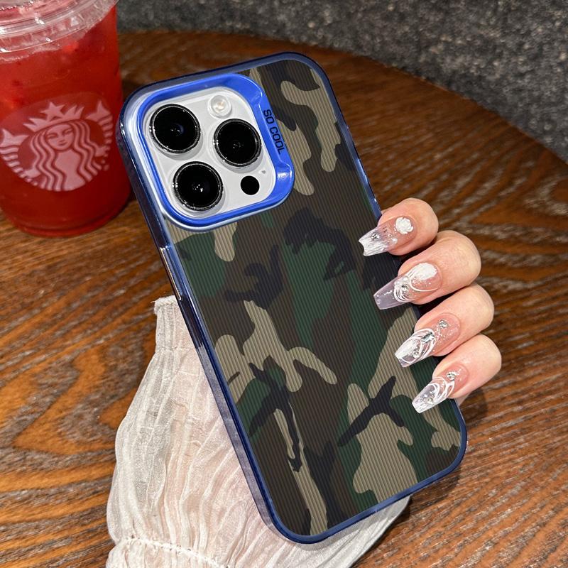 Classic Camouflage Muted Green Gray Tones Tough For iPhone 16 15 14 12 13 11 Pro Max XR XS MAX 7 8 PLUS MINI Cool Y2K Cover