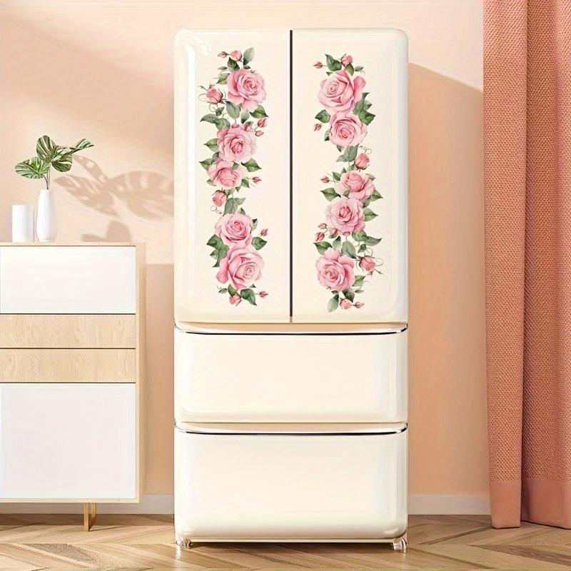 Rose and Green Leaf Floral Wall Sticker, Self-adhesive PVC Waterproof Mural, for Living Room, Bedroom, or Wardrobe Decoration Removable Home Wall Art