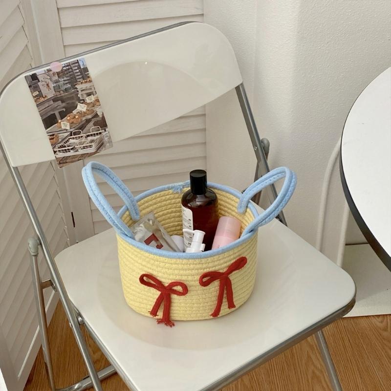 Large Capacity Cotton Rope Basket for Organizing Home Office Supplies Large Capacity Snacks Organizer Bedroom Decoration