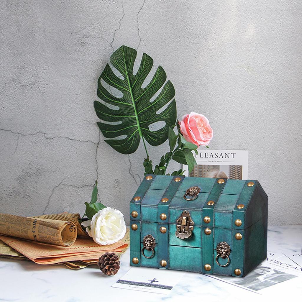 Vintage Storage Storage Organizer Crate With Lock Handmade Green Vintage Keepsake Box For Women Mother Home Bedroom Tabletop