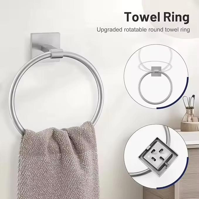 YF 2026 Matte Black SUS304 Stainless Steel Bathroom Hardware Set 6 In 1 Wall Mounted Bathroom Accessories Kit