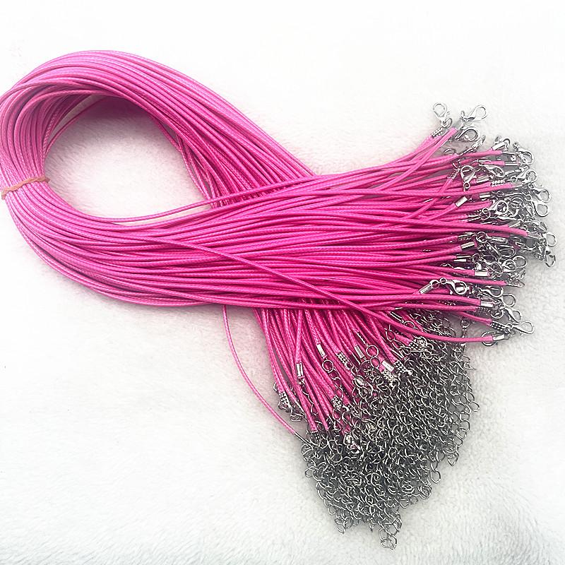 New 10pcs 1.5mm Leather Cord Wax Rope Chain Necklace Extender Chain Lobster Clasp DIY Jewelry Accessories