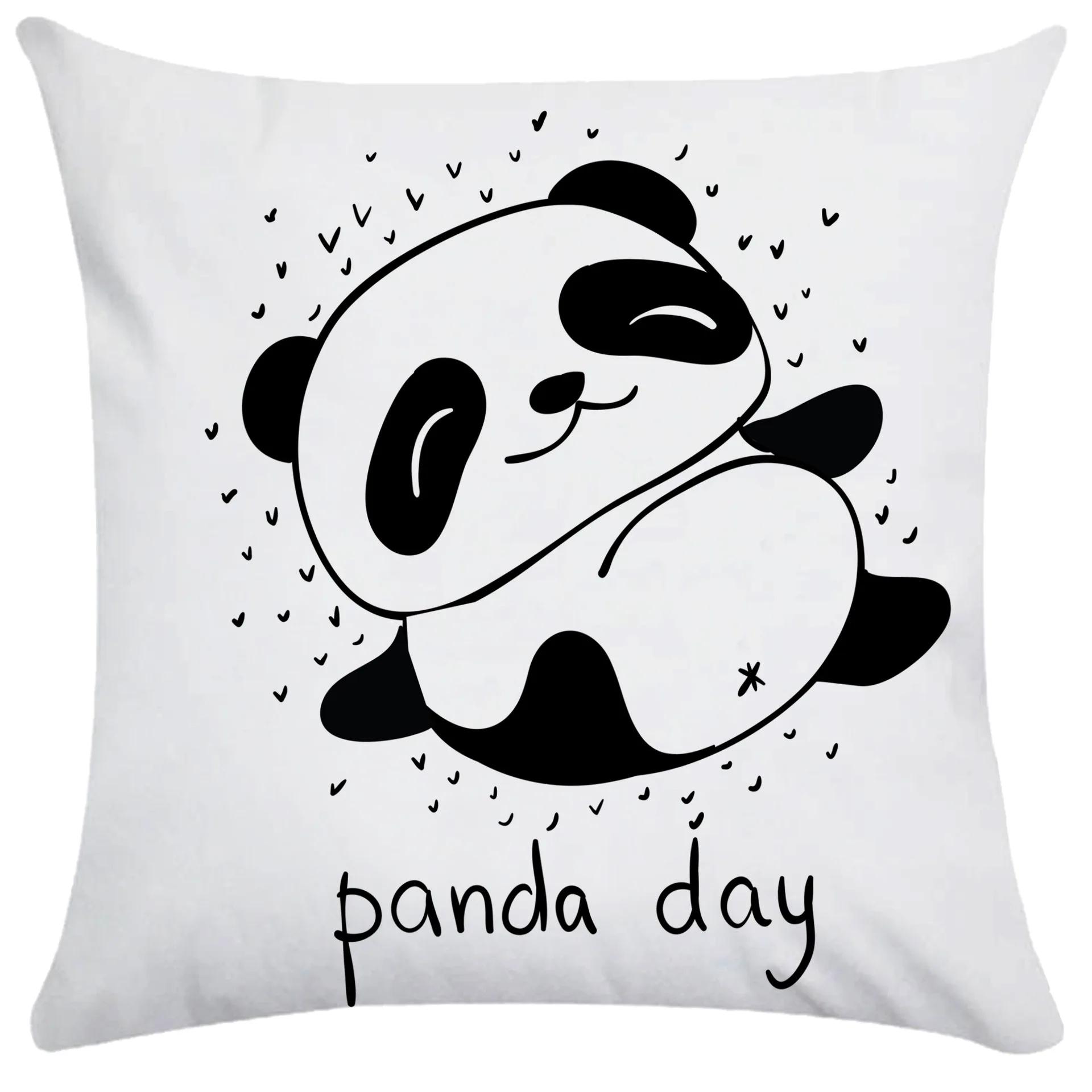 Украшения для детской комнаты для девочек, наволочка для двуспальной кровати, чехол для подушки, домашний декор, диван, милая панда 40x40cm
