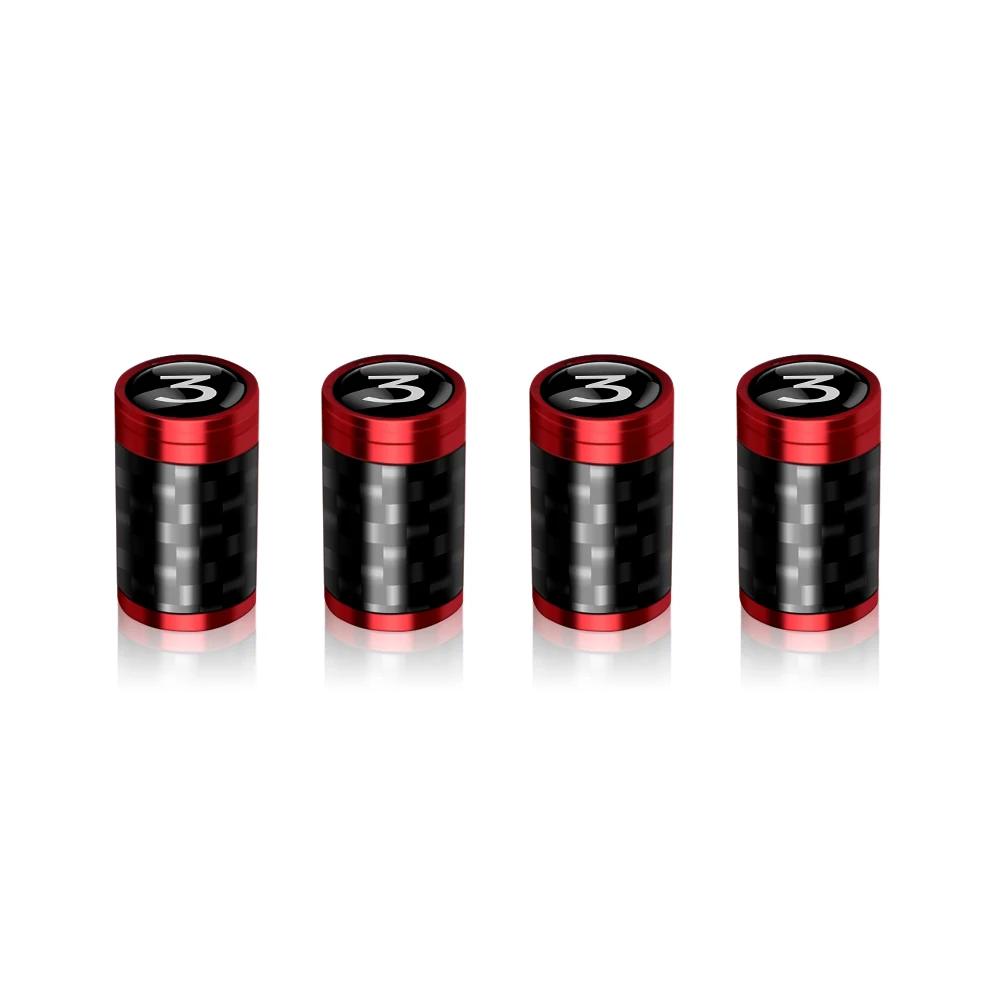 Car Sticker Tesla 4Pcs Car Carbon Fiber Wheel Tire Valve Caps Stem Case For Tesla Model 3 Model S X Roadster SpaceX Cybertruck C