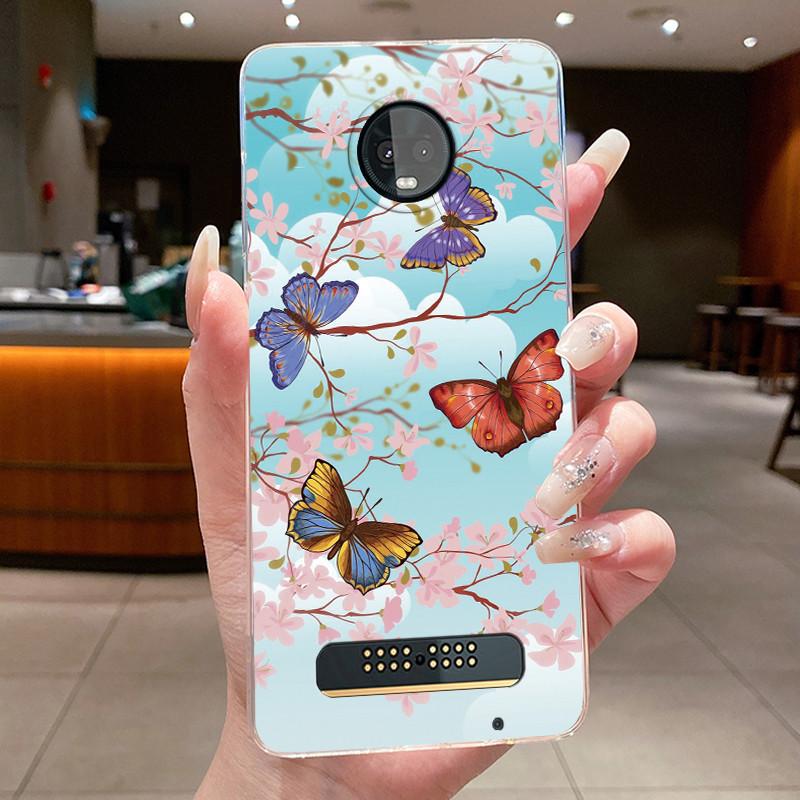 For Motorola Moto Z3 Play Case Clear Luxury Fashion Butterfly Flower Soft Silicone Phone Cover for Moto Z3 Play Transparent Case