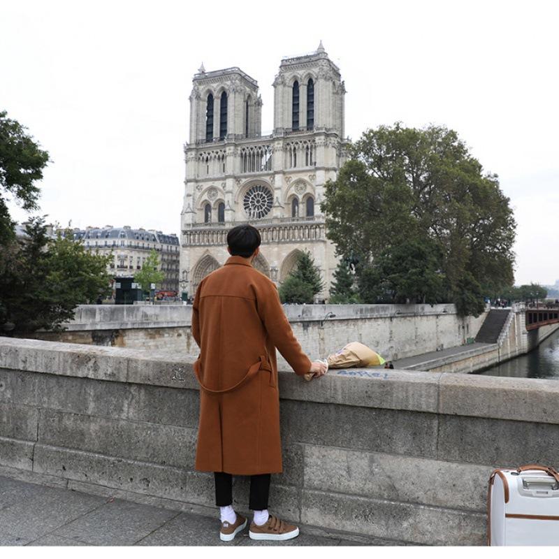 

Зимнее утолщенное пальто корейского образца, мужское шерстяное пальто средней и длинной длины, шерстяное пальто XL