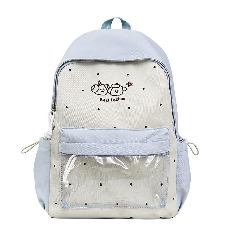 Schoolbag Sweet Girl Wind Pain Bag Backpack Macaron Multi-color Backpack Polka Dot Embroidery Transparent Baby Bag Campus Large Capacity