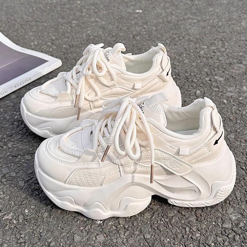 Daddy shoes women's 2025 new spring thick-soled heightening casual shoes muffin shoes little white shoes original design sense