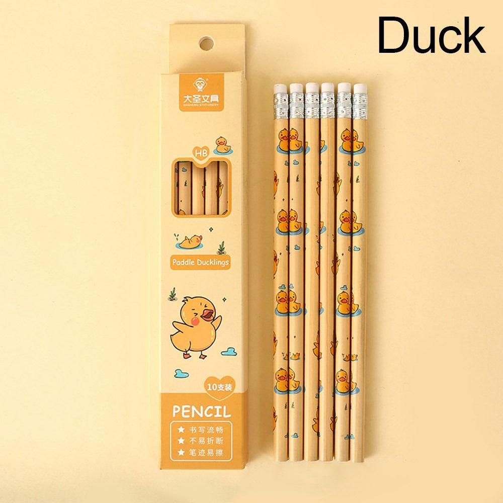 10Pcs Stationery HB Pencil With Rubber Head Painting Pencil Durable Writing Pencil Office