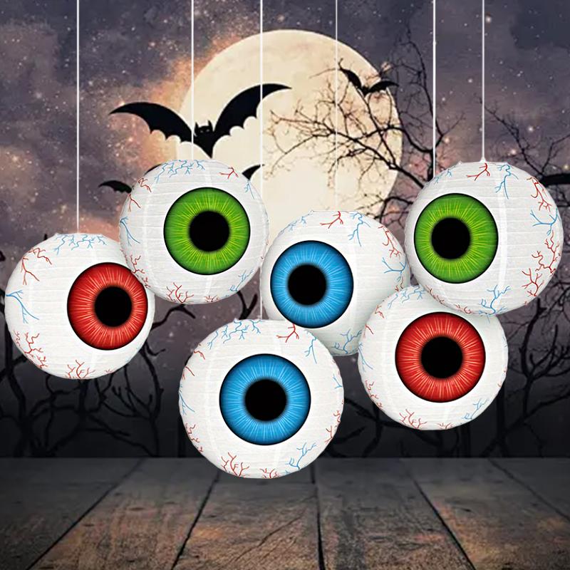 1PC Eyeball Lanterns Outdoor Decor Spooky Parties & Festive Occasions Paper Lanterns Halloween Decorations Red Halloween 10 Inch